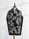 | SHEIN 1pc Women's Black Floral Styled Retro Tasseled Raised Pattern Faux Cashmere | Bandana | Shein | OneHub