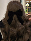 SHEIN 1pc Women's Black Rose Velvet Ribbon Bow Hair Clip Claw, Suitable For Daily Hair Dressing, Clothing Matching And Accessorizing Cute