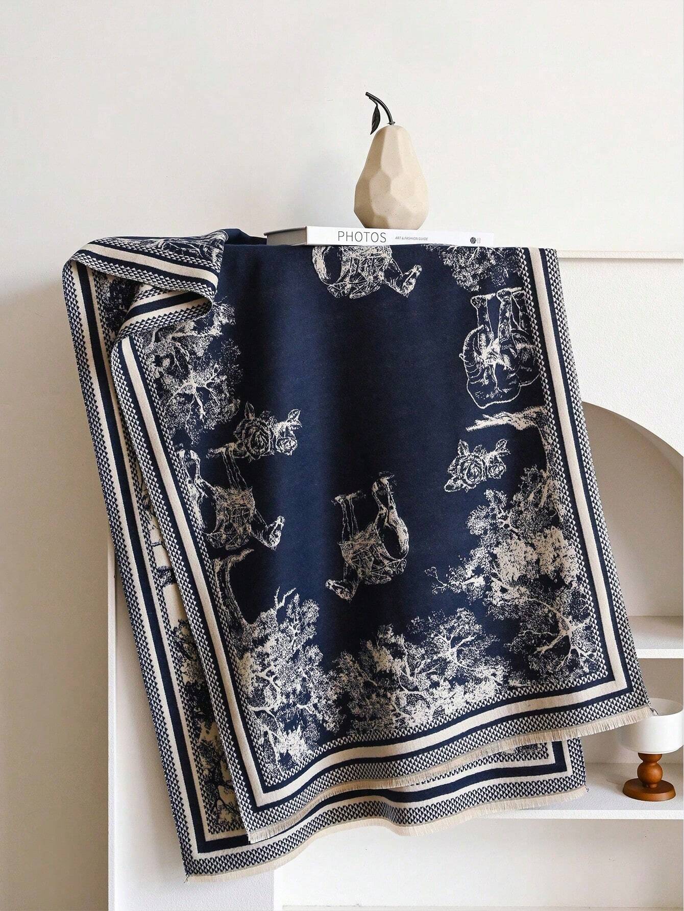  | SHEIN 1pc Women's Double-Sided Faux Cashmere Floral Jacquard Warm Scarf Shawl, Suitable For Daily Wear In Autumn & Winter Accessories Women | Bandana | Shein | OneHub