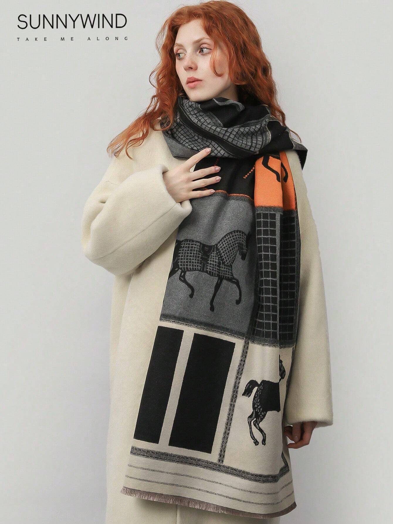  | SHEIN 1pc Women's Elegant & Stylish Splicing Horse Pattern Classic Scarf For Outdoor Accessories Women Winter Fall | Bandana | Shein | OneHub