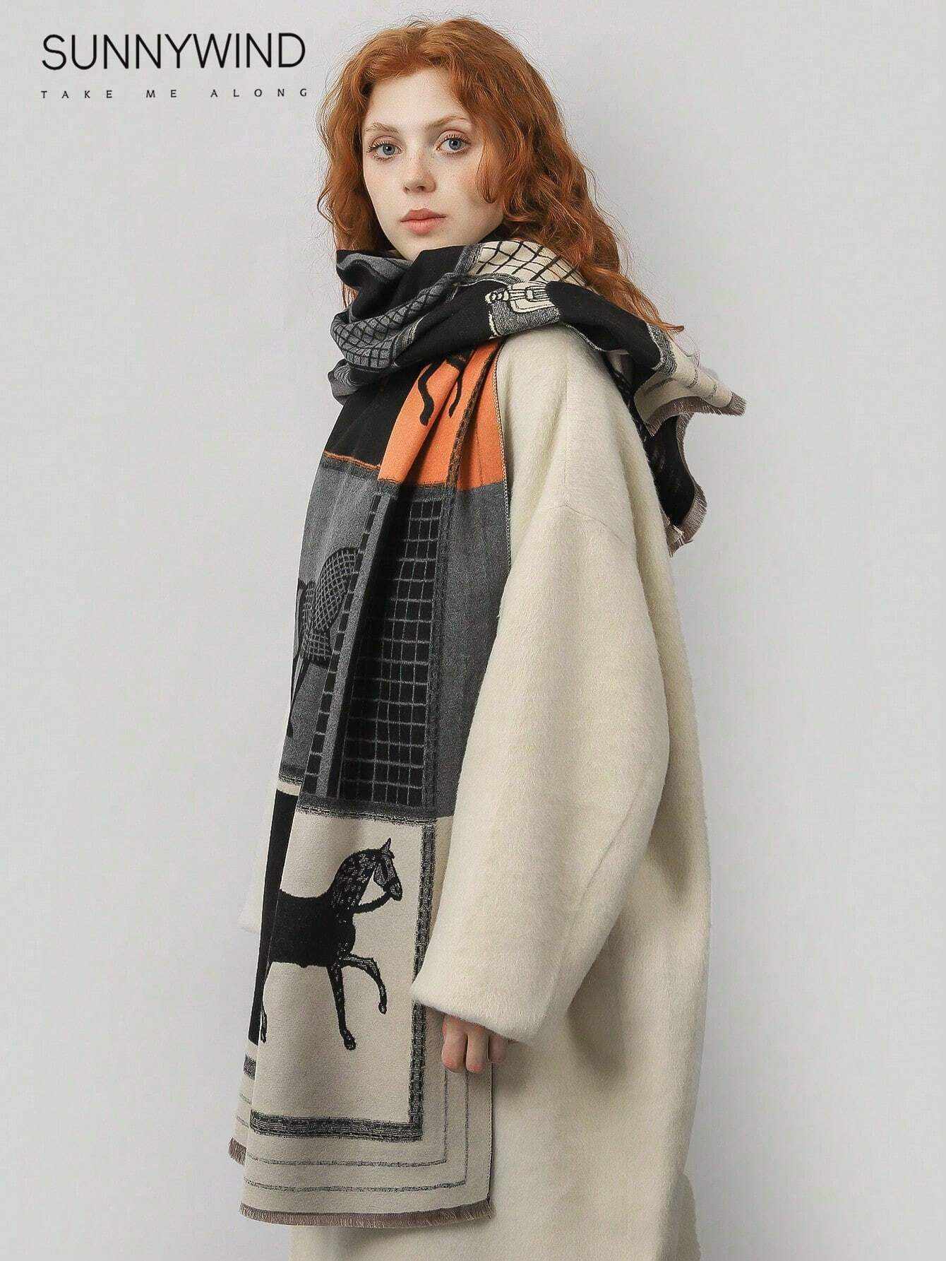  | SHEIN 1pc Women's Elegant & Stylish Splicing Horse Pattern Classic Scarf For Outdoor Accessories Women Winter Fall | Bandana | Shein | OneHub