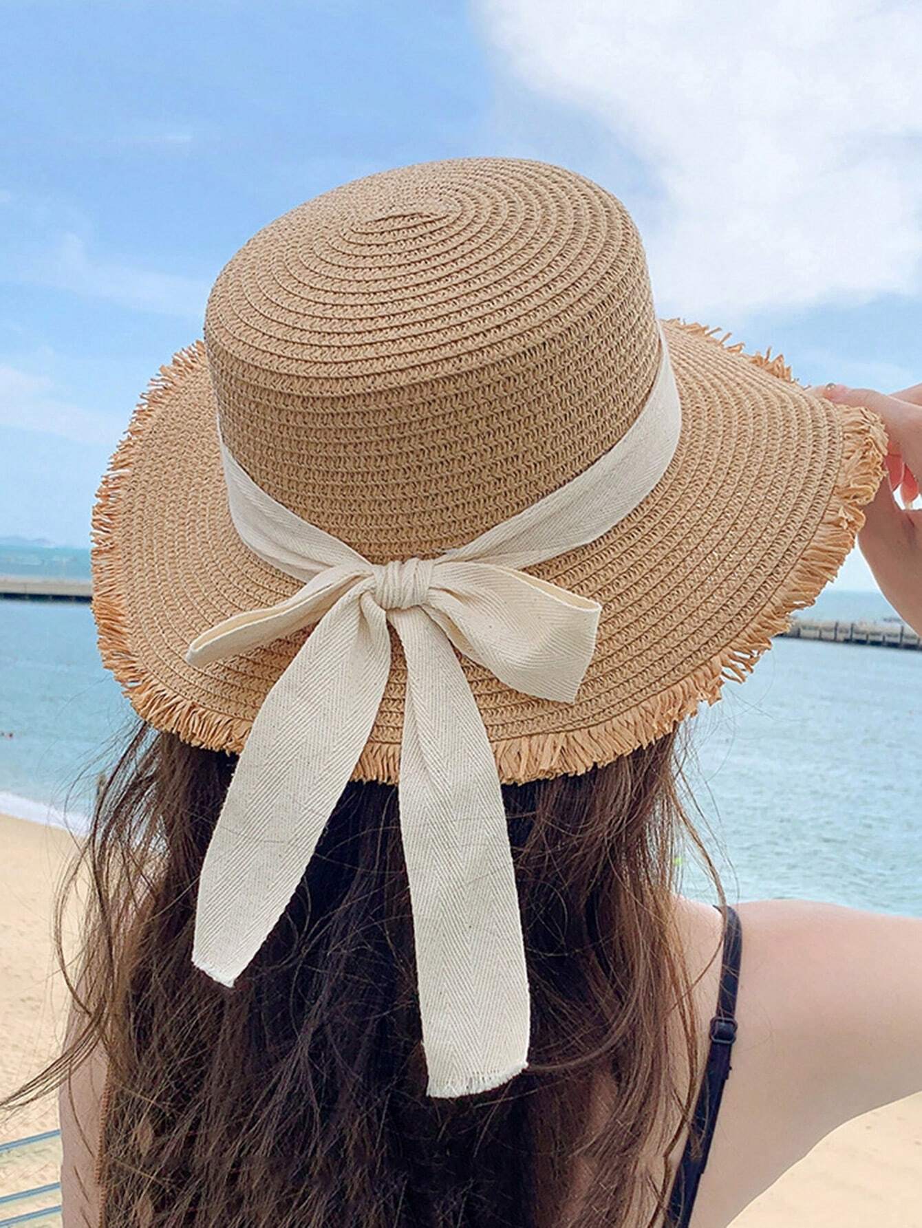  | SHEIN 1pc Women's Fashionable Straw Hat With Bowknot Decoration, Elegant Bohemian Sun Protection Beach Hat Suitable For Beach, Travel, Daily Wear And Parties | Cap | Shein | OneHub