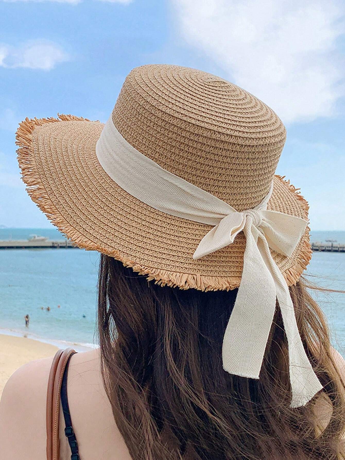  | SHEIN 1pc Women's Fashionable Straw Hat With Bowknot Decoration, Elegant Bohemian Sun Protection Beach Hat Suitable For Beach, Travel, Daily Wear And Parties | Cap | Shein | OneHub
