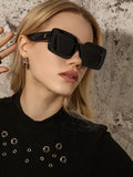  | SHEIN 1pc Women's Vintage Square Oversized Candy Color Stud Decor Casual Simple European & American Ins Style Outdoor Travel Fashion Glasses | Sunglasses | Shein | OneHub
