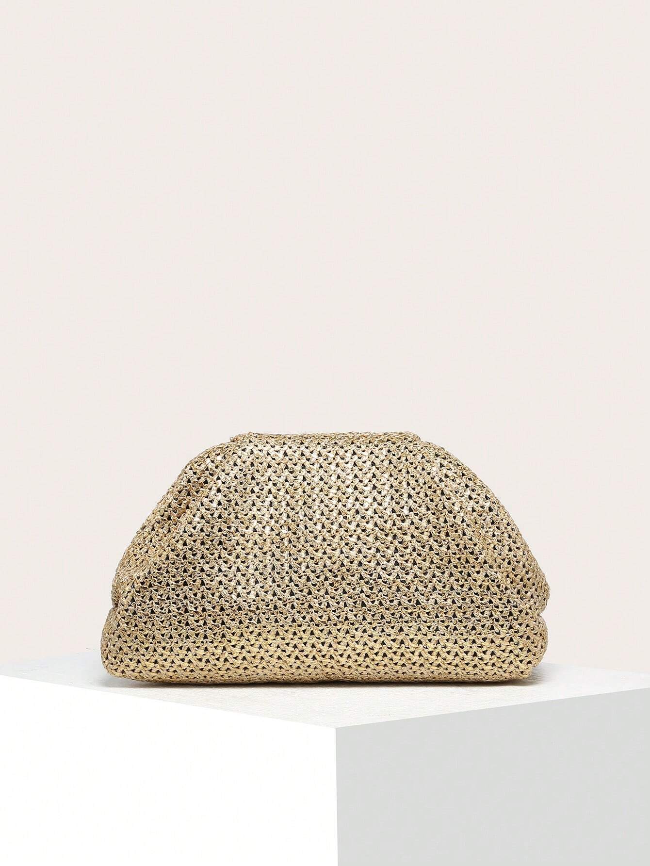  | 1pc Women's Woven Pleated Stripe Cloud Pattern Clutch With Color Block Design | Card Holder | Shein | OneHub