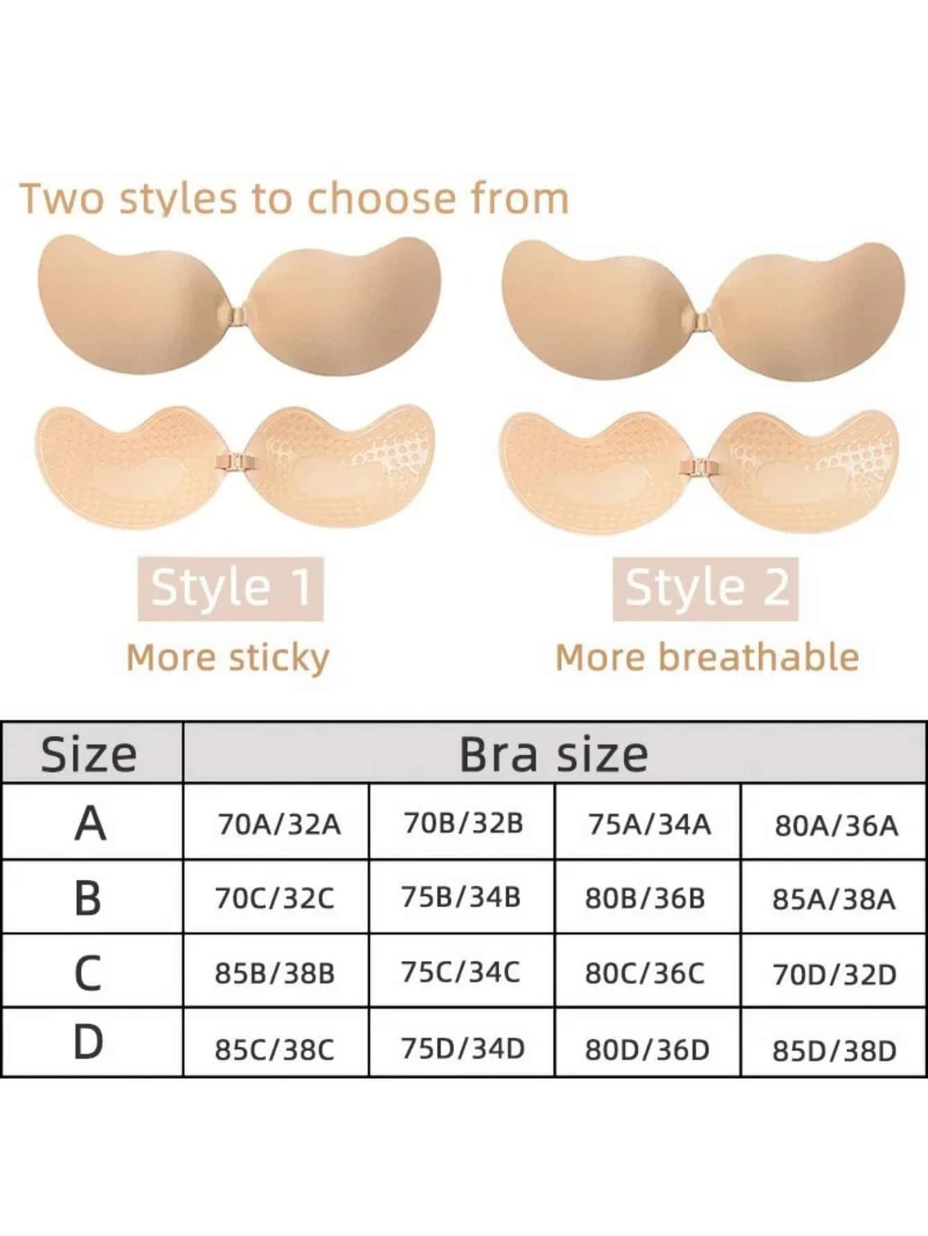  | SHEIN 2-Pcs Seamless Invisible Silicone Bra - Natural Touch Push-Up Adhesive - Secure Fit Buckle Design - Women's Lingerie And Lingerie Accessories - Suitable For All Occasions | Lingerie | Shein | OneHub