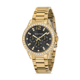 Michael Fellini Gold Stainless Steel Black Dial Quartz Watch for Women - MF2160-6
