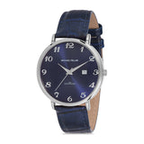 Michael Fellini Navy Blue Leather Strap Navy Blue Dial Quartz Watch for Men - MF2226-2