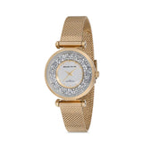 Michael Fellini Gold Mesh Bracelet Silver Dial Quartz Watch for Women - MF2234-2