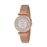 Michael Fellini Rose Gold Mesh Bracelet Silver Dial Quartz Watch for Women - MF2234-3