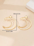 | SHEIN 2 Pieces/Set Of Light Luxury Star Moon Style Hollow Metal Design Suitable For Women's Daily Wear | Earrings | Shein | OneHub