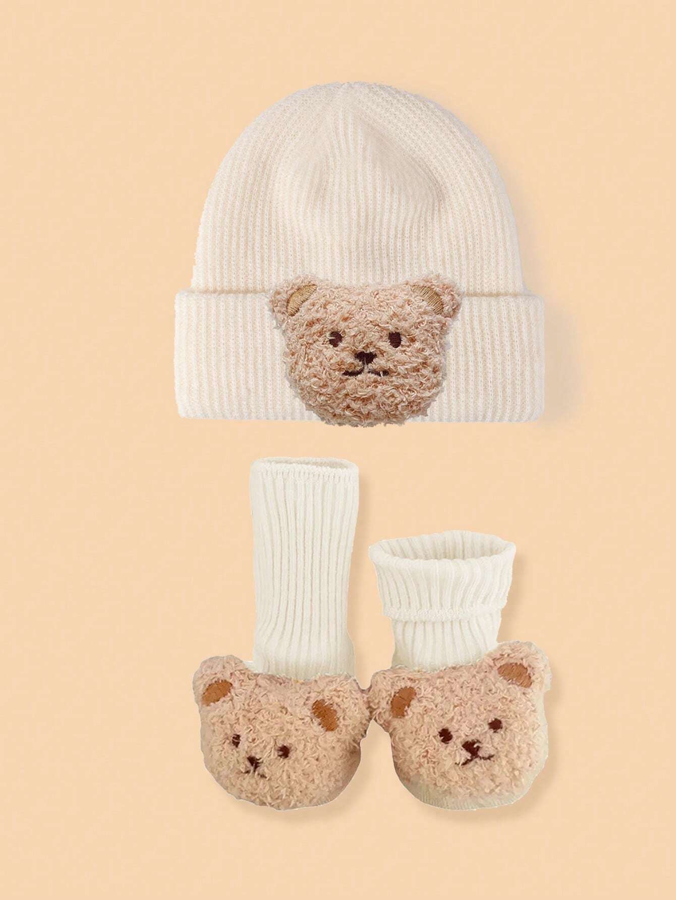  | SHEIN 2pcs Baby Bear Knit Hats And Socks, Soft And Warm For Boys And Girls Daily Use. | Cap | Shein | OneHub