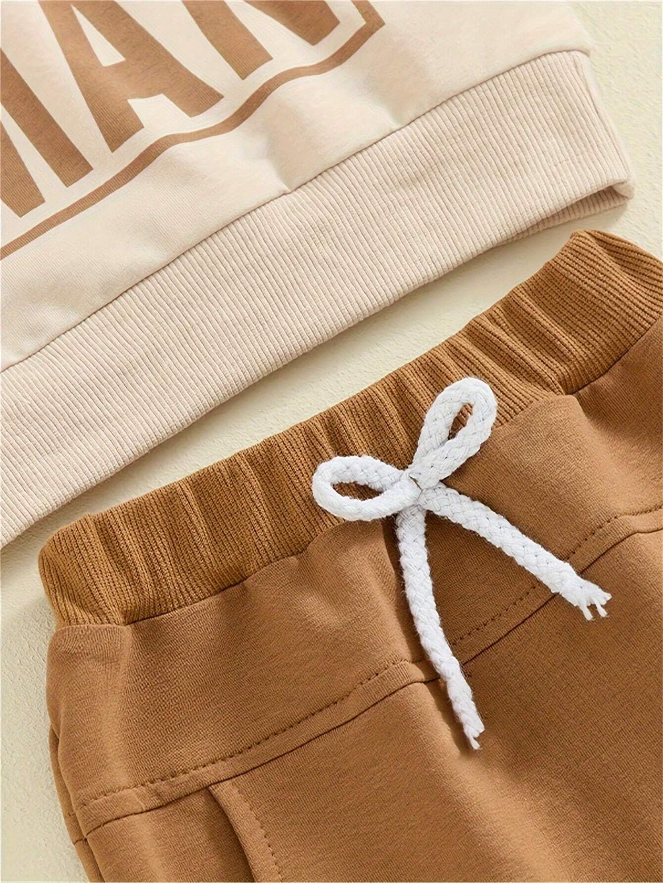  | SHEIN 2pcs Baby Boy "Mom's Little Man" Letter Print Long Sleeve Sweatshirt And Pants Sports Suit | Romper | Shein | OneHub