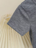  | SHEIN 2pcs Baby/Toddler Boys Casual Gray Short Sleeve Top And Plaid Shorts Set Home Clothing | Dress | Shein | OneHub