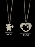 SHEIN 2pcs Puzzle Pendant Necklace