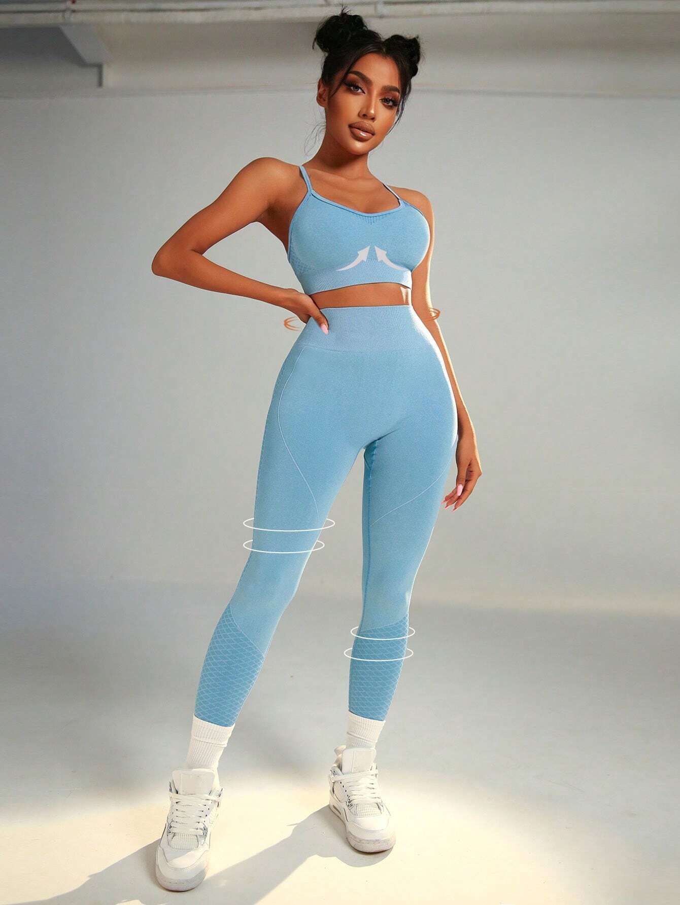  | SHEIN 2pcs Seamless High Stretch Yoga Set Tracksuit Gym Set Crisscross Back Cami Hip-hugging Tummy Control Leggings | Leggings | Shein | OneHub