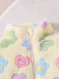  | SHEIN 2pcs/Set Baby Girls Floral Fluffy Zip-Up Jacket And Fluffy Pants Set | Dress | Shein | OneHub