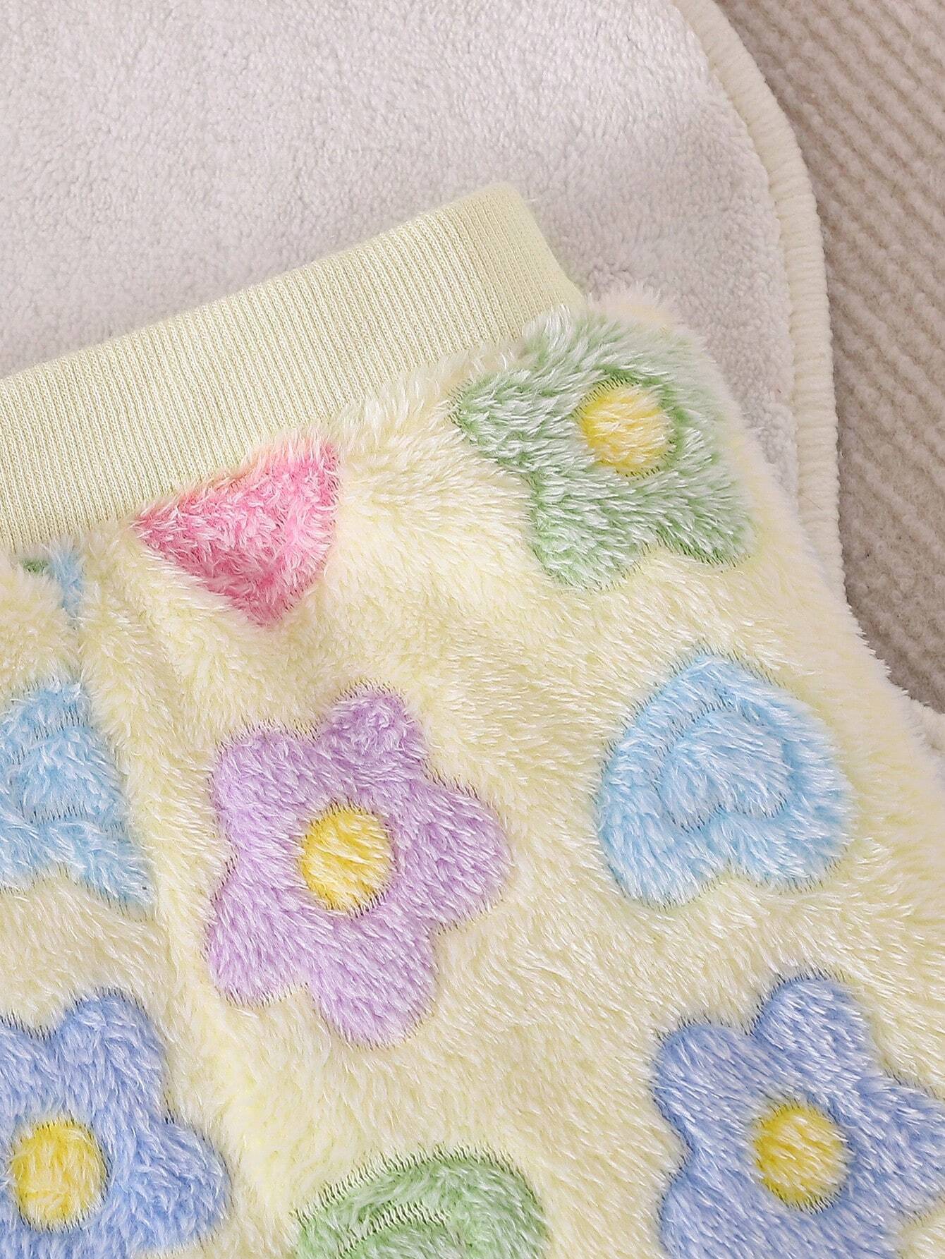  | SHEIN 2pcs/Set Baby Girls Floral Fluffy Zip-Up Jacket And Fluffy Pants Set | Dress | Shein | OneHub