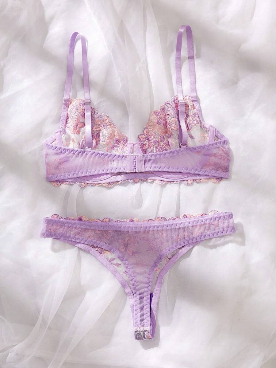  | SHEIN 2pcs/Set Romantic Purple Underwire Women's Bra And Panty Set | Lingerie | Shein | OneHub
