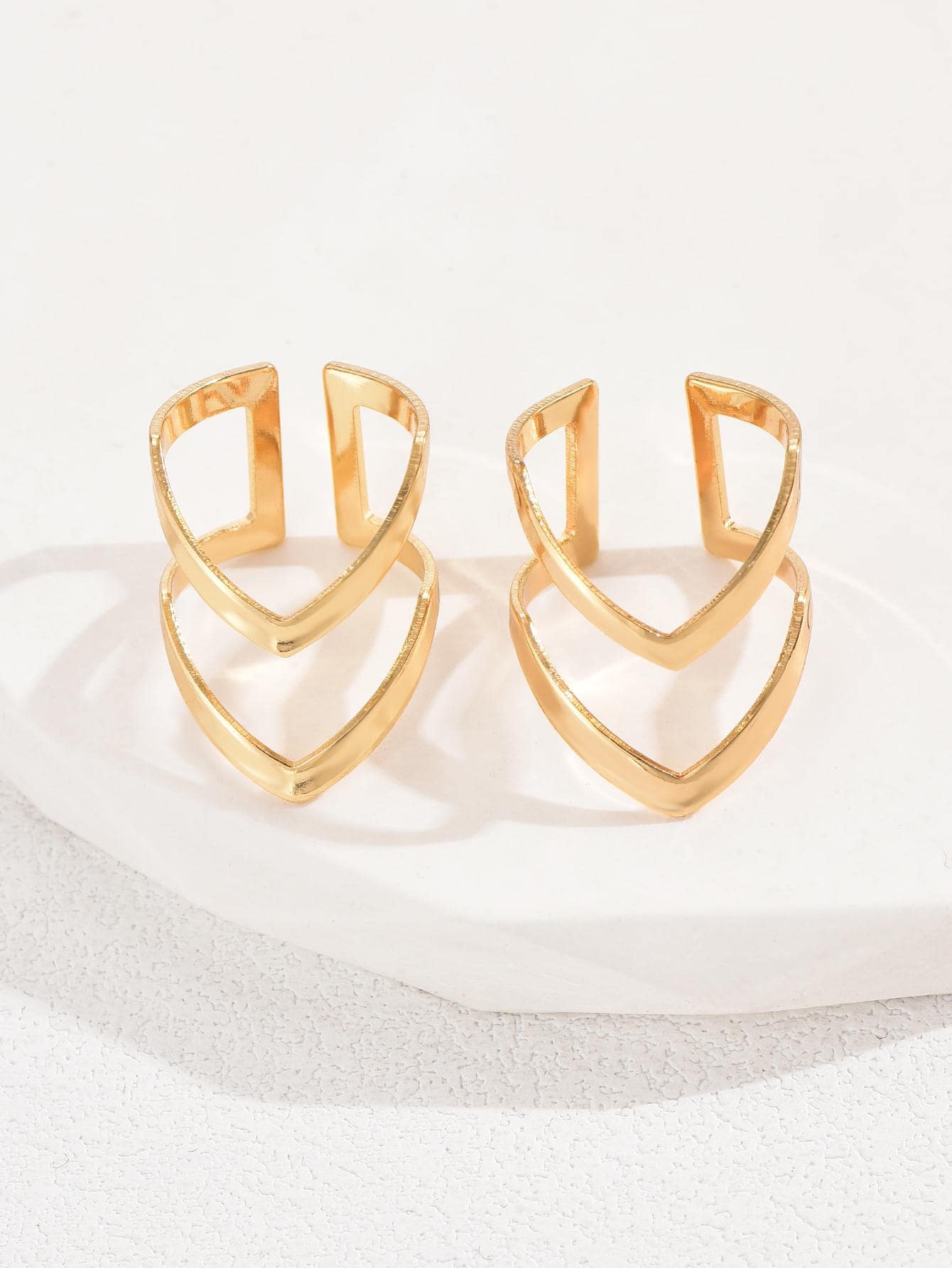  | SHEIN 2pcs/Set Simple Double Layered Letter V Shaped Open Ring For Women | Ring | Shein | OneHub