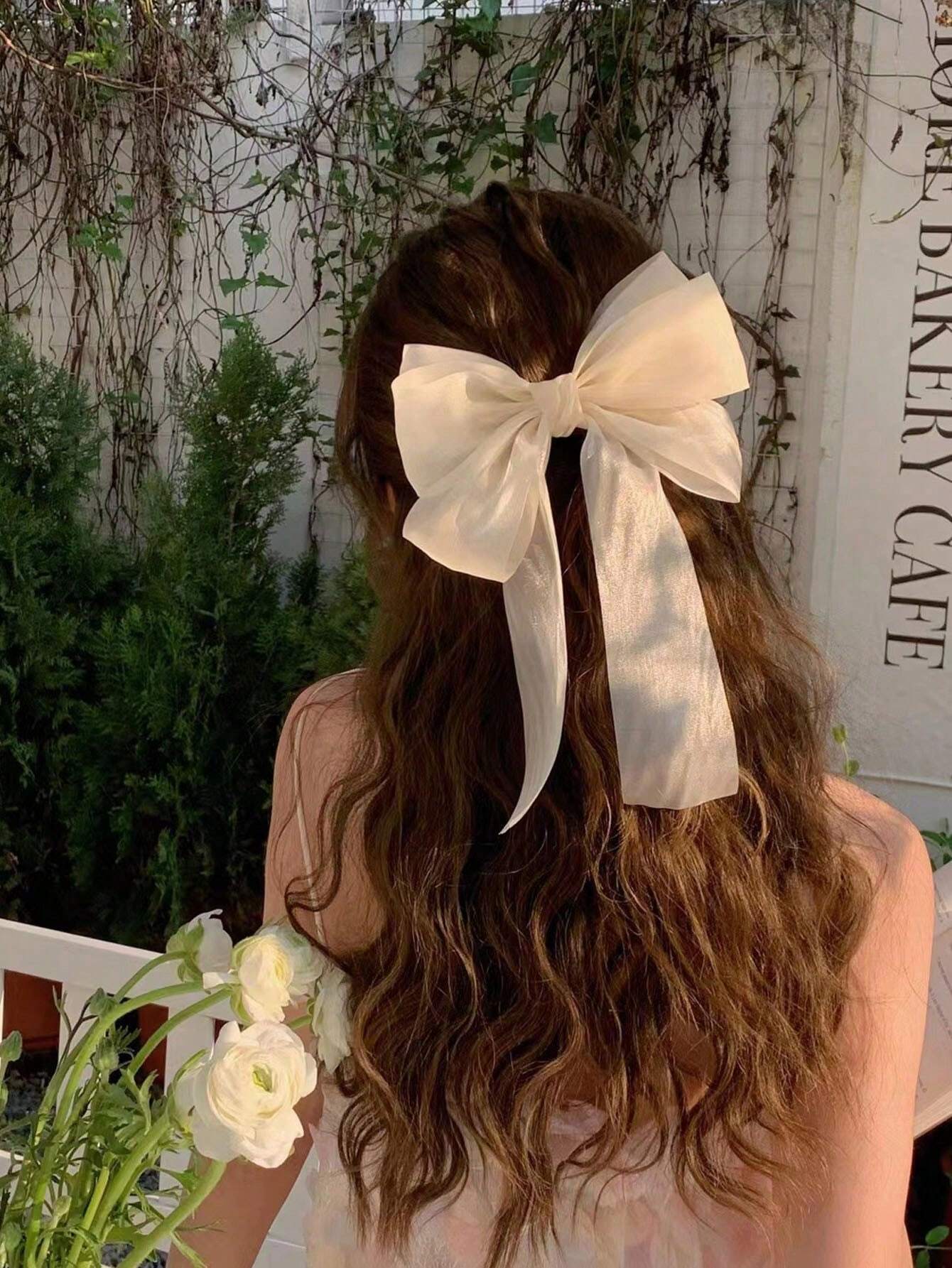  | SHEIN 2pcs Women's Super Fairy Mesh Ruffle Bow Hair Clips, Back Head High-Grade Hair Accessories, Sweet Romantic Design And Unique Style, Suitable For Daily Use Cute | Hair Accessories | Shein | OneHub