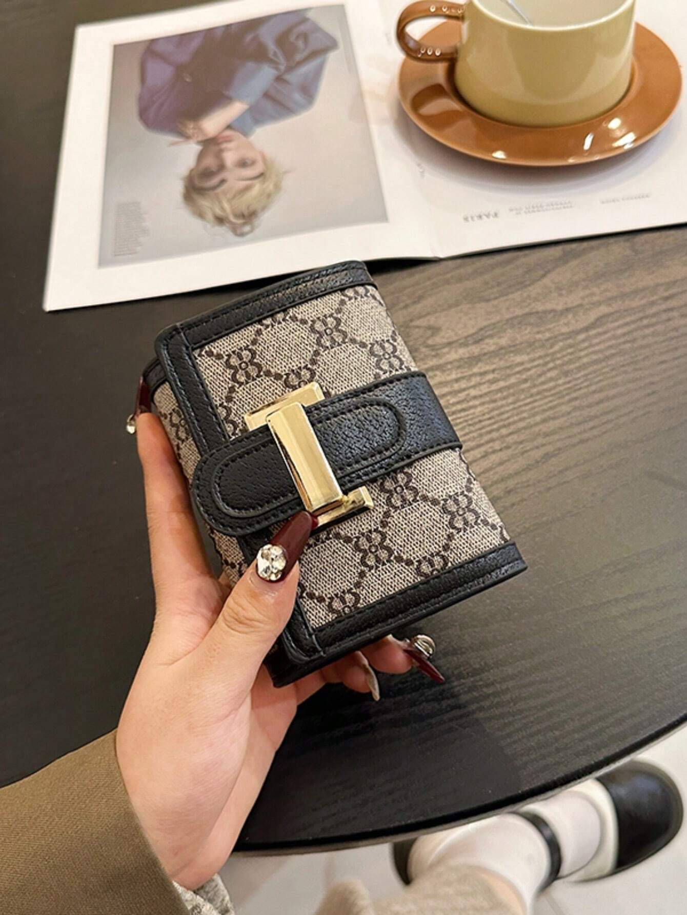  | SHEIN 3-Fold Women Checkered Snap Button Short Wallet, Classic Multi-Card Slots Anti-RFID Bank Card Holder, Stylish Retro Short Purse | Wallet | Shein | OneHub