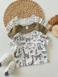 SHEIN 3-Piece Soft Knit Crew Neck Short Sleeve Tops Set For Baby Boy Or Baby Girl Graphic