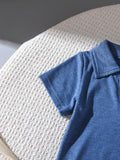 SHEIN 3pcs Baby Boy Solid Color Polo Shirt Short Sleeve Set, Summer
