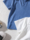 SHEIN 3pcs Baby Boy Solid Color Polo Shirt Short Sleeve Set, Summer