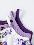  | SHEIN 3pcs Baby Girls Floral Print Solid Ribbed Button Camisole Dress Set | Dress | Shein | OneHub