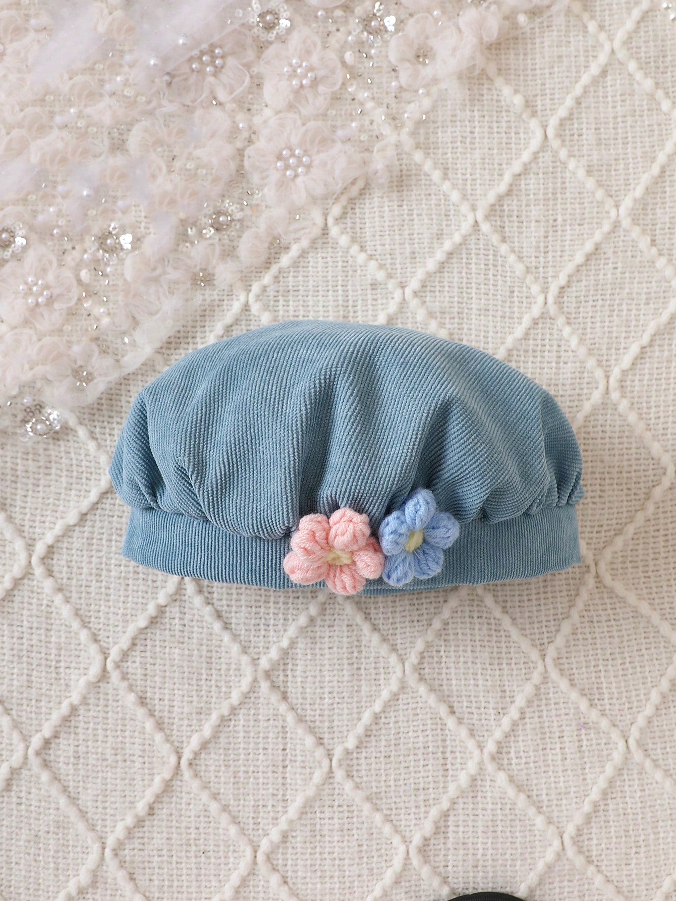  | SHEIN 3pcs Baby Girls' Solid Ribbed Texture Short Sleeve T-shirt And Corduroy Dress With 3d Flower Applique And Hat | Dress | Shein | OneHub