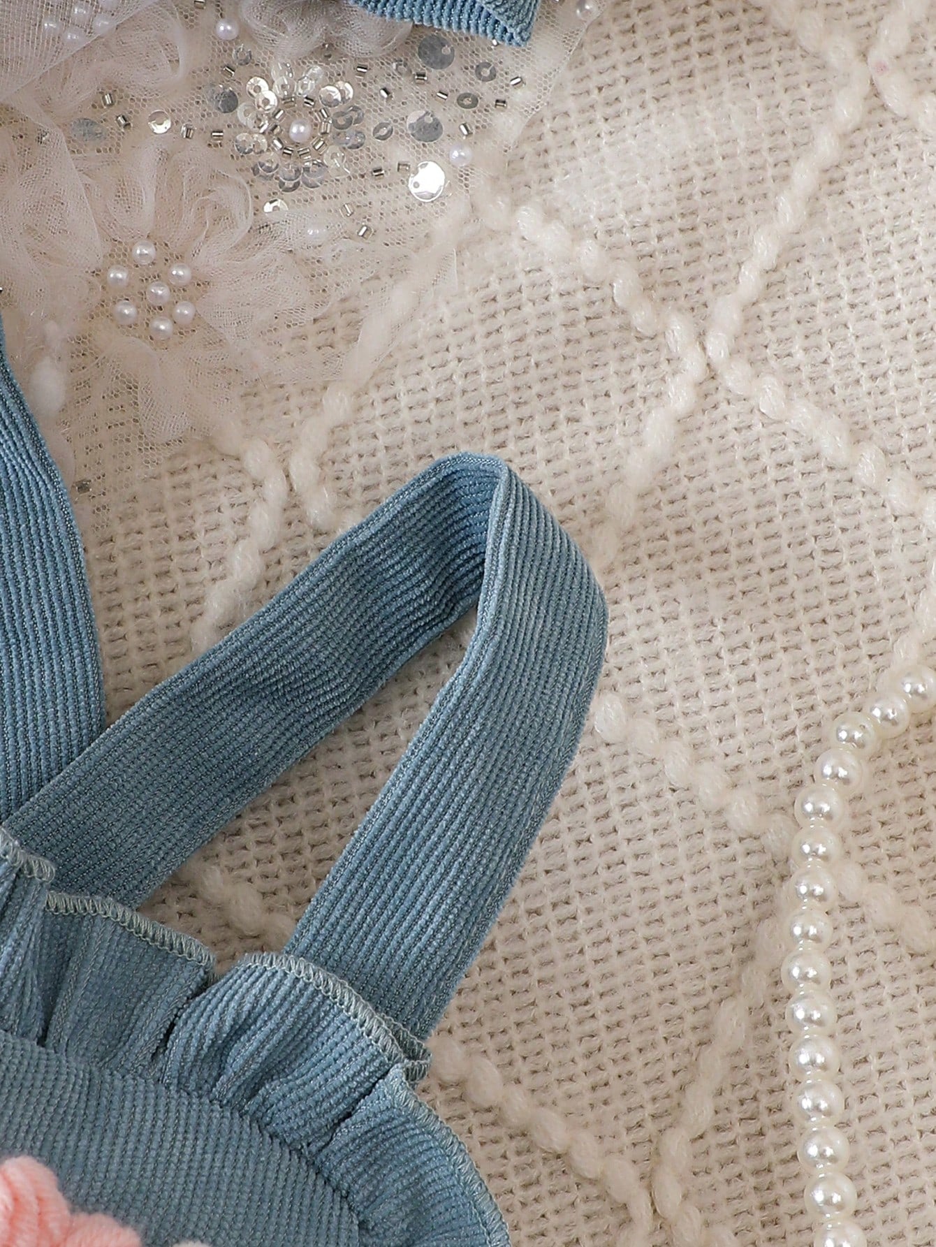  | SHEIN 3pcs Baby Girls' Solid Ribbed Texture Short Sleeve T-shirt And Corduroy Dress With 3d Flower Applique And Hat | Dress | Shein | OneHub