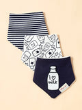  | SHEIN 3pcs Baby Milk Bottle Pattern Bandana Bib | Bags | Shein | OneHub