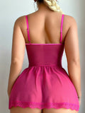  | SHEIN 3pcs Women Pink Sexy Lingerie Set (Underwire Garter Slip Dress, Detachable Garter Strap, Thong Panty) | Bodysuit | Shein | OneHub