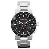 Burberry Silver Stainless Steel Black Dial Chronograph Quartz Watch for Men - BU9380