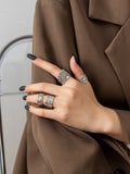 SHEIN 4pcs/set Textured Metal Ring