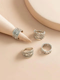 SHEIN 4pcs/set Textured Metal Ring