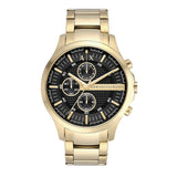 Armani Exchange Gold Stainless Steel Black Dial Chronograph Quartz Watch for Men - AX2137