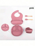  | SHEIN 5pcs Baby Feeding Set - Silicone Bib, Suction Bowl, Spoon, Fork, Suitable For Dishwasher | Bags | Shein | OneHub