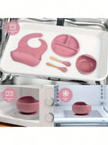  | SHEIN 5pcs Baby Feeding Set - Silicone Bib, Suction Bowl, Spoon, Fork, Suitable For Dishwasher | Bags | Shein | OneHub