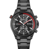 HUGO BOSS Globetrotter Black Silicone Strap Grey Dial Chronograph Quartz Watch for Men - 1513931