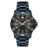 Movado 800 Series Blue Stainless Steel Black Dial Quartz Watch for Men - 2600160
