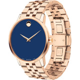  | Movado Museum Rose Gold Stainless Steel Blue Dial Quartz Watch for Men - 607353 | Watches | Movado | OneHub