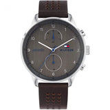 Tommy Hilfiger Chase Brown leather strap Grey Dial Chronograph Quartz Watch for Men - 1791579