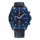Tommy Hilfiger Parker Blue Leather Strap Blue Dial Chronograph Quartz Watch for Men - 1791839