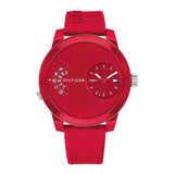 Tommy Hilfiger Denim Red Silicone Strap Red Dial Quartz Watch for Men - 1791557