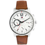 Tommy Hilfiger Landon Brown Leather Strap White Dial Chronograph Quartz Watch for Men - 1791531