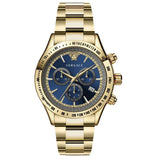 Versace Classic Gold Stainless Steel Blue Dial Chronograph Quartz Watch for Men - VEV700619