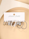 | SHEIN 6pairs Faux Pearl Decor Twist Design Hoop Earrings | Earrings | Shein | OneHub