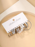  | SHEIN 6pairs Faux Pearl Decor Twist Design Hoop Earrings | Earrings | Shein | OneHub